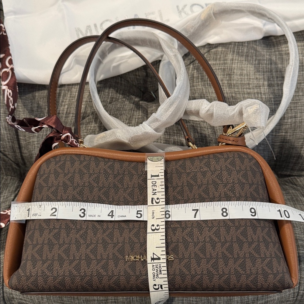 Michael Kors Bag Jet Set Signature Brown Leather Satchel Crossbody - Picture 16 of 16